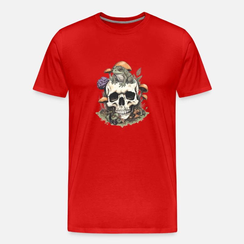 Frosch im Schädel - Männer Premium Bio T-Shirt - Rot