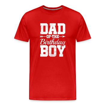 Dad Of The Birthday Boy - Männer Premium Bio T-Shirt - Rot - Vorne - Damien (186cm)