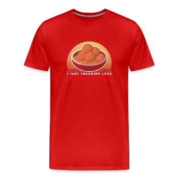 Boulettes de viande Boulettes de viande Boulettes de viande Cadeaux - T-shirt bio Premium Homme - rouge - Devant - Damien (186cm)