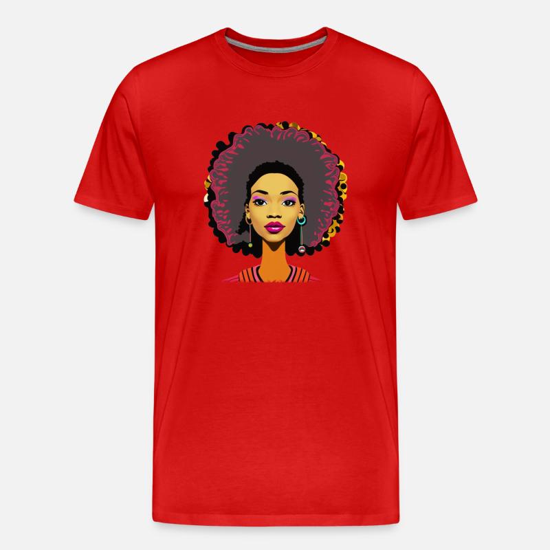 Dame mit Afro - Männer Premium Bio T-Shirt - Rot