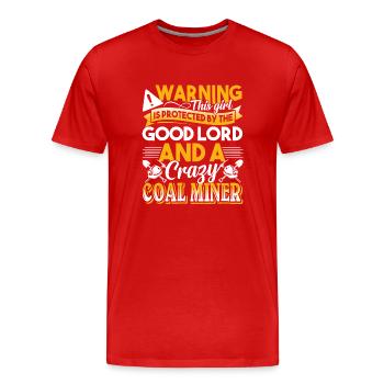 Coal Miner Protected By Coal Miner - Men's Premium Organic T-Shirt - red - Front - Damien (186cm)