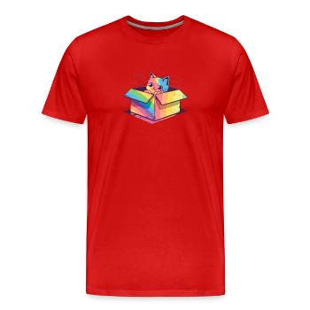 Cutie Cat Rainbow Lover LGBT Transgender Pet Pun - T-shirt bio Premium Homme - rouge - Devant - Damien (186cm)