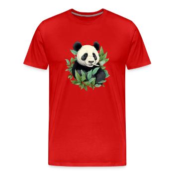 Pandabär rauchen - Männer Premium Bio T-Shirt - Rot - Vorne - Damien (186cm)