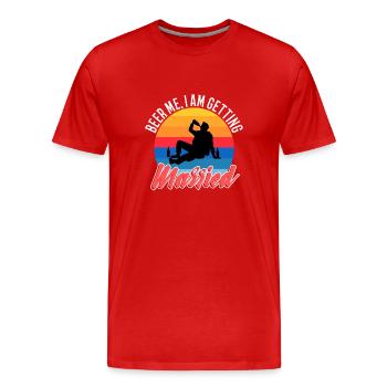 Beer Me, I am getting married - Men's Premium Organic T-Shirt - red - Front - Damien (186cm)