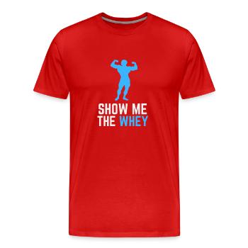 Afficher la poudre de protéine de lactosérum - T-shirt bio Premium Homme - rouge - Devant - Damien (186cm)