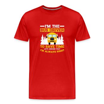 Bus driver School bus driver - Men's Premium Organic T-Shirt - red - Front - Damien (186cm)