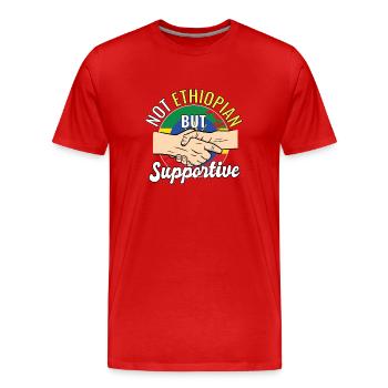 Pas éthiopien mais voyageur de soutien - T-shirt bio Premium Homme - rouge - Devant - Damien (186cm)