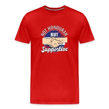 Pas hondurien mais un voyageur de campagne solidaire - T-shirt bio Premium Homme - rouge - Devant - Damien (186cm)