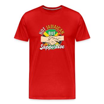 Pas jamaïcain mais voyageur de campagne solidaire - T-shirt bio Premium Homme - rouge - Devant - Damien (186cm)