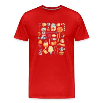 Süßigkeiten - Männer Premium Bio T-Shirt - Rot - Vorne - Damien (186cm)