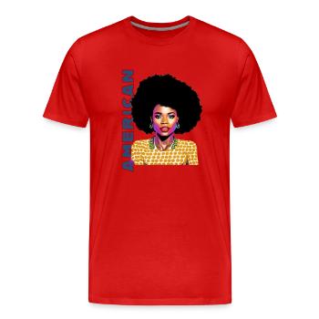 Black Woman 12 mit Schriftzug American - Männer Premium Bio T-Shirt - Rot - Vorne - Damien (186cm)