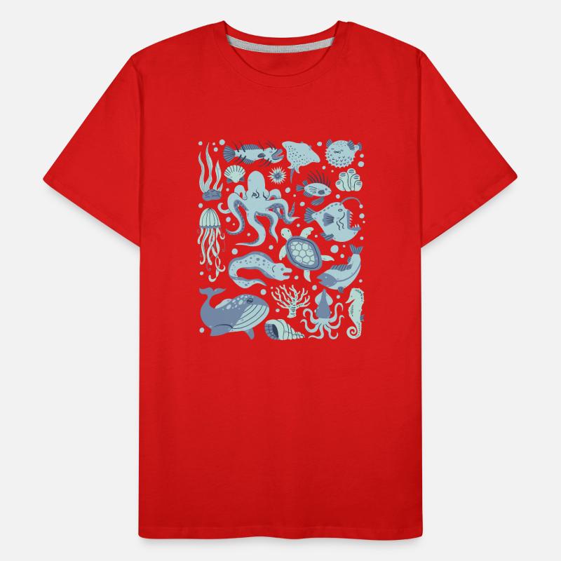 Deep Sea Fish Octopus Frogfish Lanternfish Men's Premium Organic T-Shirt