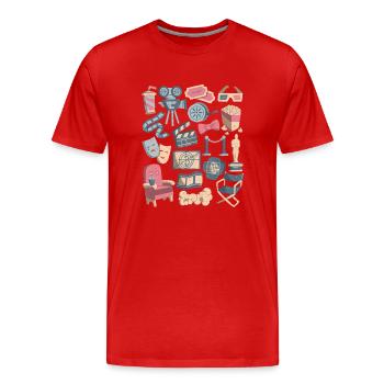 Cinema - Movies, Screen, Popcorn - Men's Premium Organic T-Shirt - red - Front - Damien (186cm)