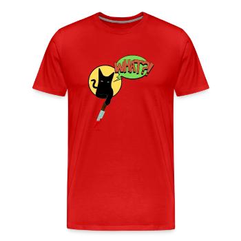 Schwarze Katze Was - Männer Premium Bio T-Shirt - Rot - Vorne - Damien (186cm)