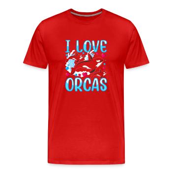 J’aime les orques mer protéger les orques baleines - T-shirt bio Premium Homme - rouge - Devant - Damien (186cm)