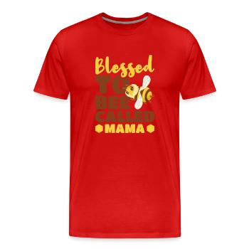 Stolz Mama genannt zu werden Bienen Wortspiel - Männer Premium Bio T-Shirt - Rot - Vorne - Damien (186cm)