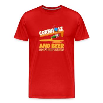 Cornhole and beer that's why im here - Men's Premium Organic T-Shirt - red - Front - Damien (186cm)