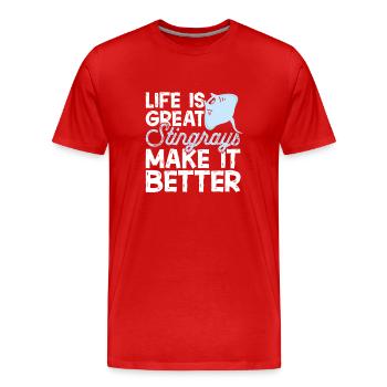 Raies pastenagues, raies manta, raies océaniques, raies - T-shirt bio Premium Homme - rouge - Devant - Damien (186cm)
