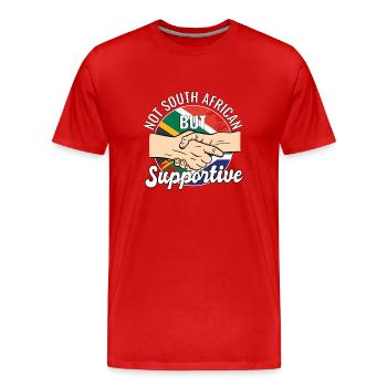 Not South African But Supportive Traveler South - Men's Premium Organic T-Shirt - red - Front - Damien (186cm)