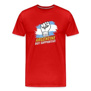 Pas argentin mais un drapeau argentin de soutien - T-shirt bio Premium Homme - rouge - Devant - Damien (186cm)