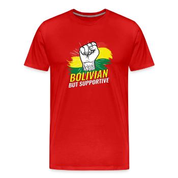 Pas bolivien mais favorable à la Bolivie Pays drapeau - T-shirt bio Premium Homme - rouge - Devant - Damien (186cm)