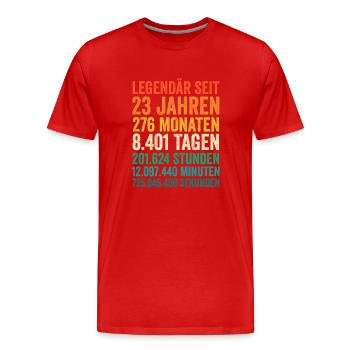23 Jahre Dreiundzwanzigster Geburtstag - Männer Premium Bio T-Shirt - Rot - Vorne - Damien (186cm)