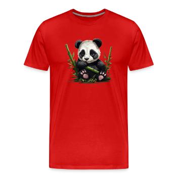 Panda Bear Bamboo Panda Baby - Men's Premium Organic T-Shirt - red - Front - Damien (186cm)