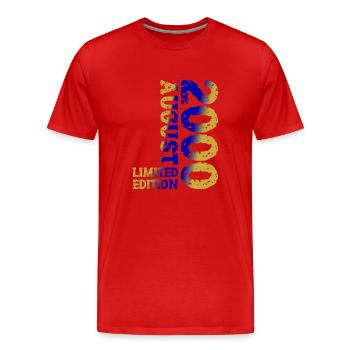 2000 Août Édition Limitée 23e Tenue d’anniversaire - T-shirt bio Premium Homme - rouge - Devant - Damien (186cm)