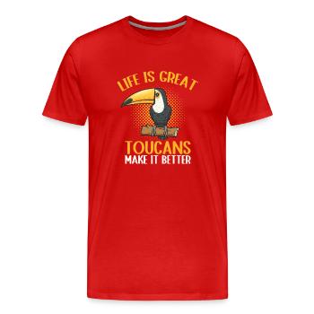 Tukan Vogel Regenwald - Männer Premium Bio T-Shirt - Rot - Vorne - Damien (186cm)