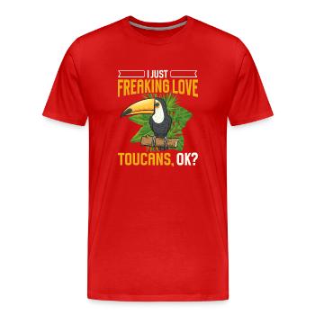 Tukan Vogel Regenwald - Männer Premium Bio T-Shirt - Rot - Vorne - Damien (186cm)
