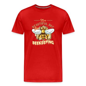 Apiculture Nid d’abeilles Ruche d’abeilles - T-shirt bio Premium Homme - rouge - Devant - Damien (186cm)