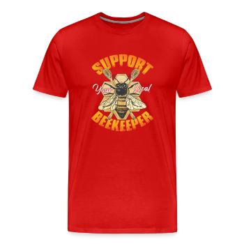 Unterstützen Sie Ihren Imker vor Ort - Männer Premium Bio T-Shirt - Rot - Vorne - Damien (186cm)