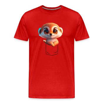 Verspieltes Erdmännchen in Brusttasche - Männer Premium Bio T-Shirt - Rot - Vorne - Damien (186cm)