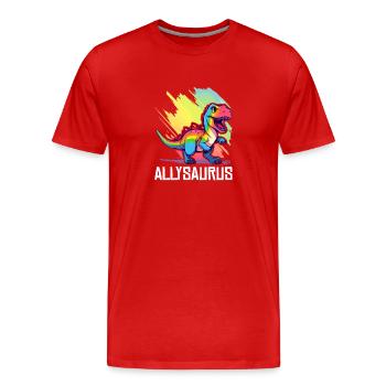 Allysaurus Dinosaur Lover LGBT Transgender Gay Pun - T-shirt bio Premium Homme - rouge - Devant - Damien (186cm)