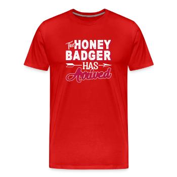 Honey Badger The Honey Badger Has Arrived - Men's Premium Organic T-Shirt - red - Front - Damien (186cm)