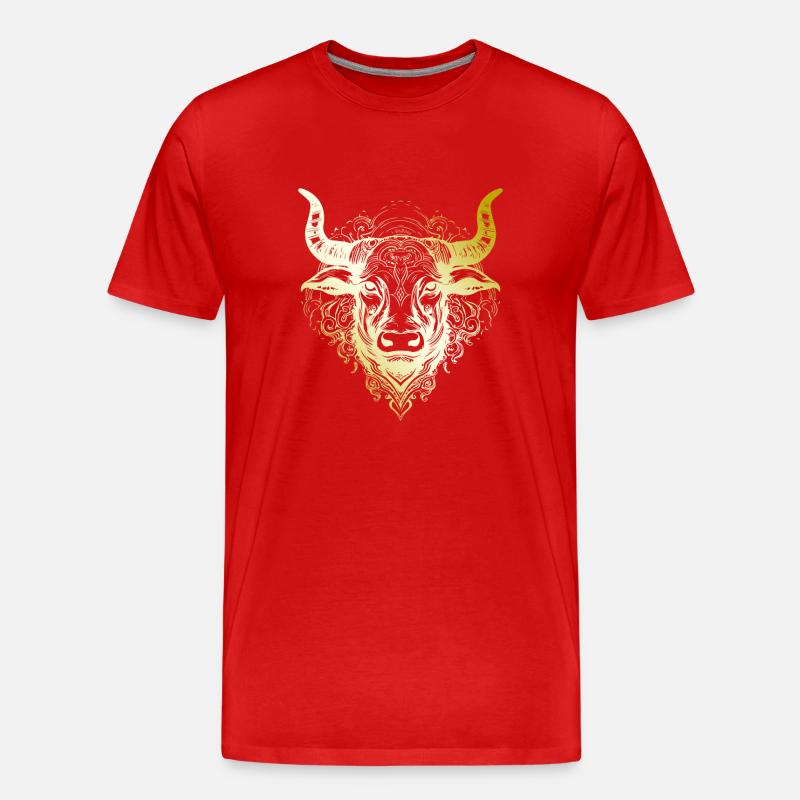 Bulle Mandala gold - Männer Premium Bio T-Shirt - Rot