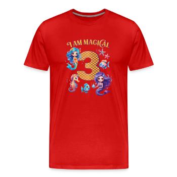 Meerjungfrau Geburtstag 3 Jahre - Männer Premium Bio T-Shirt - Rot - Vorne - Damien (186cm)