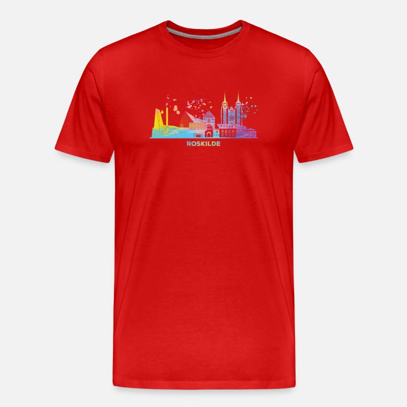 Roskilde Skyline Roskilde - Männer Premium Bio T-Shirt - Rot