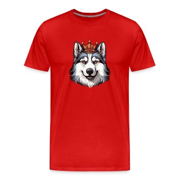 Alaskan Malamute Cooler Hund mit Königskrone - Männer Premium Bio T-Shirt - Rot - Vorne - Damien (186cm)