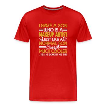 Makeup Artist My Son Is A Makeup Artist - Men's Premium Organic T-Shirt - red - Front - Damien (186cm)
