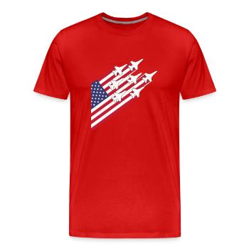 USA-Flagge und Kampfjets - Männer Premium Bio T-Shirt - Rot - Vorne - Damien (186cm)