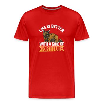 Écaille de tortue Chat Écaille de tortue Chat Tortie - T-shirt bio Premium Homme - rouge - Devant - Damien (186cm)