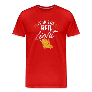Fear the red light hog hunting - Men's Premium Organic T-Shirt - red - Front - Damien (186cm)