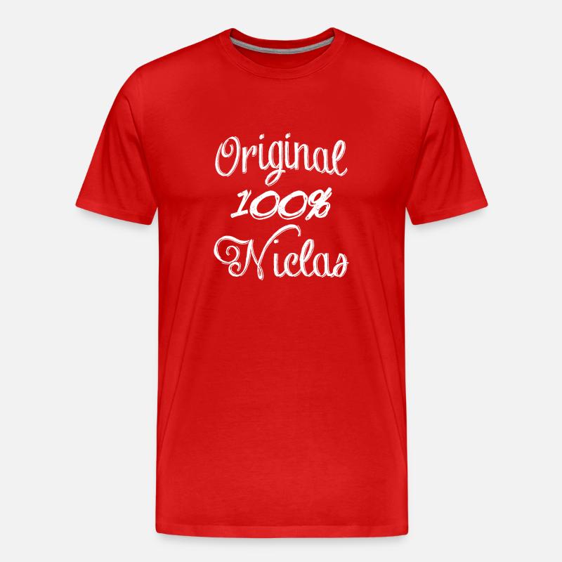 Original 100% Niclas - Männer Premium Bio T-Shirt - Rot