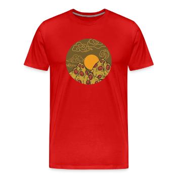 Pizza Salami Vulkan mit Käse Lava - Männer Premium Bio T-Shirt - Rot - Vorne - Damien (186cm)