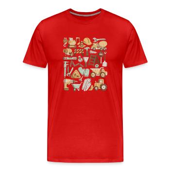 Construction Site Excavator Construction Worker Crane Helmet Tool - Men's Premium Organic T-Shirt - red - Front - Damien (186cm)