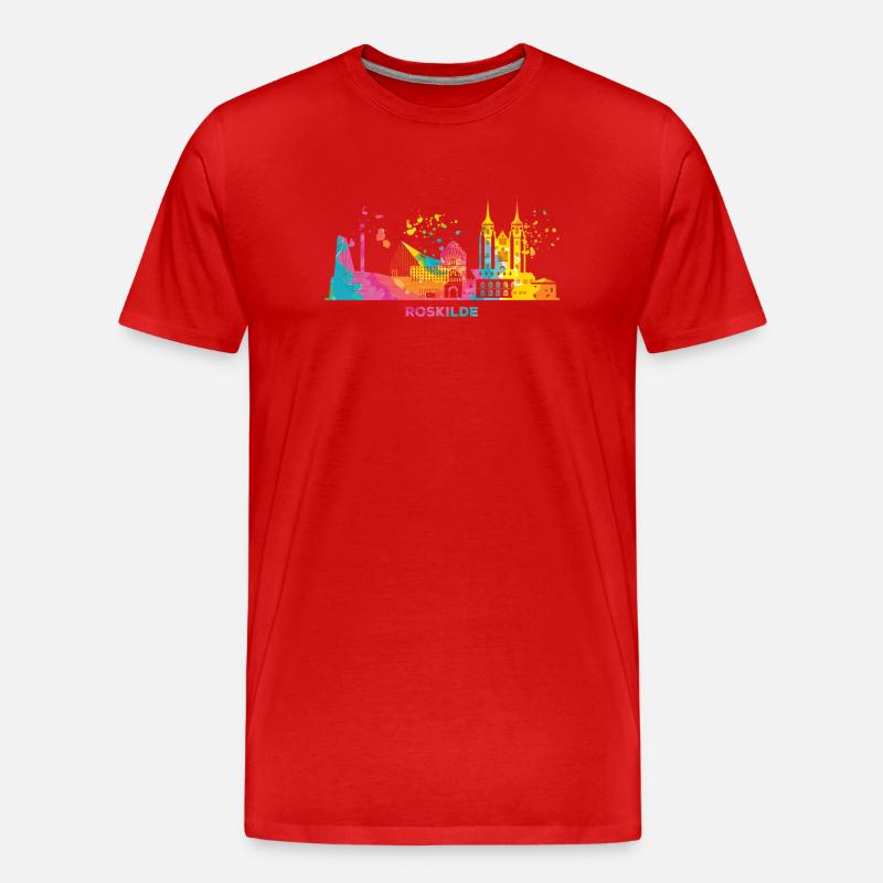Roskilde Skyline Roskilde - Männer Premium Bio T-Shirt - Rot