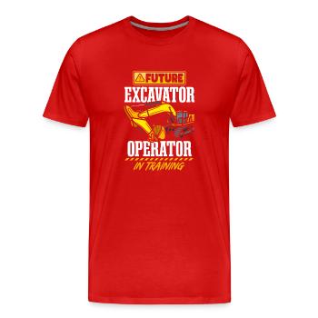 Future Excavator Operator - Men's Premium Organic T-Shirt - red - Front - Damien (186cm)
