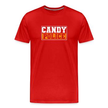 Candy Policeman Funny Halloween Candy - Men's Premium Organic T-Shirt - red - Front - Damien (186cm)
