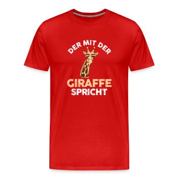 Giraffe Giraffen - Männer Premium Bio T-Shirt - Rot - Vorne - Damien (186cm)
